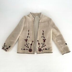Vintage 100% Wool Cardigan Sweater Handmade Vintage 1960's Floral Stitch…